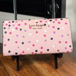 Kate Spade Staci Festive Confetti Glitter Large Slim Bifold Wallet
